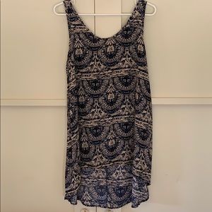 Navy and creme print top